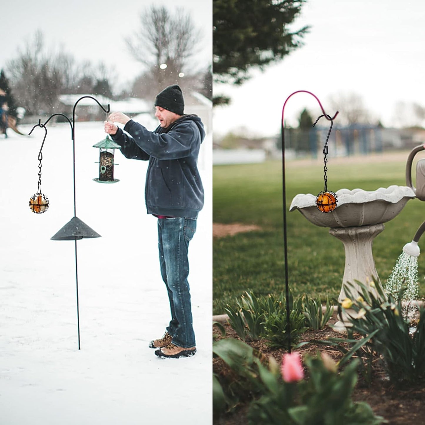 Metal Suet Ball Bird Feeder Set of 4 with Hanging Chain Hooks