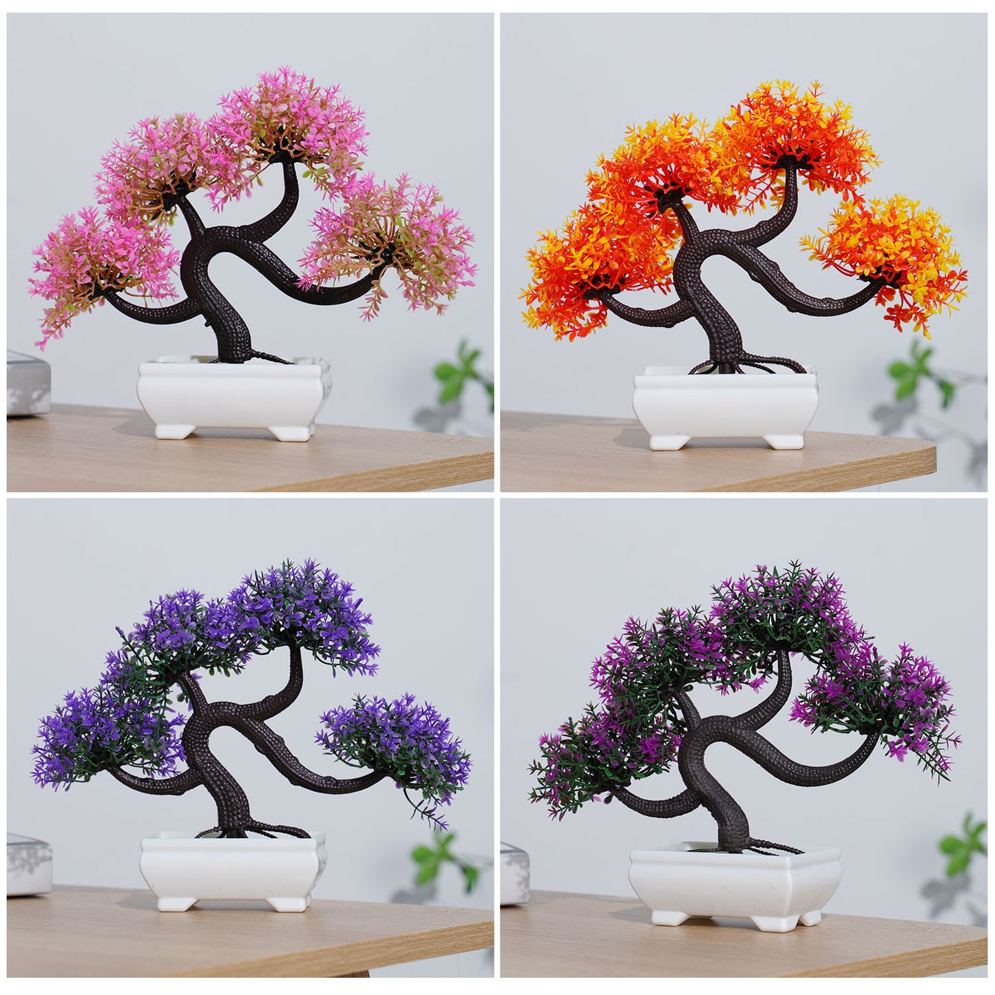 Artificial Flowering Bonsai Tree - Faux Pine Pot Plant Tabletop Decor