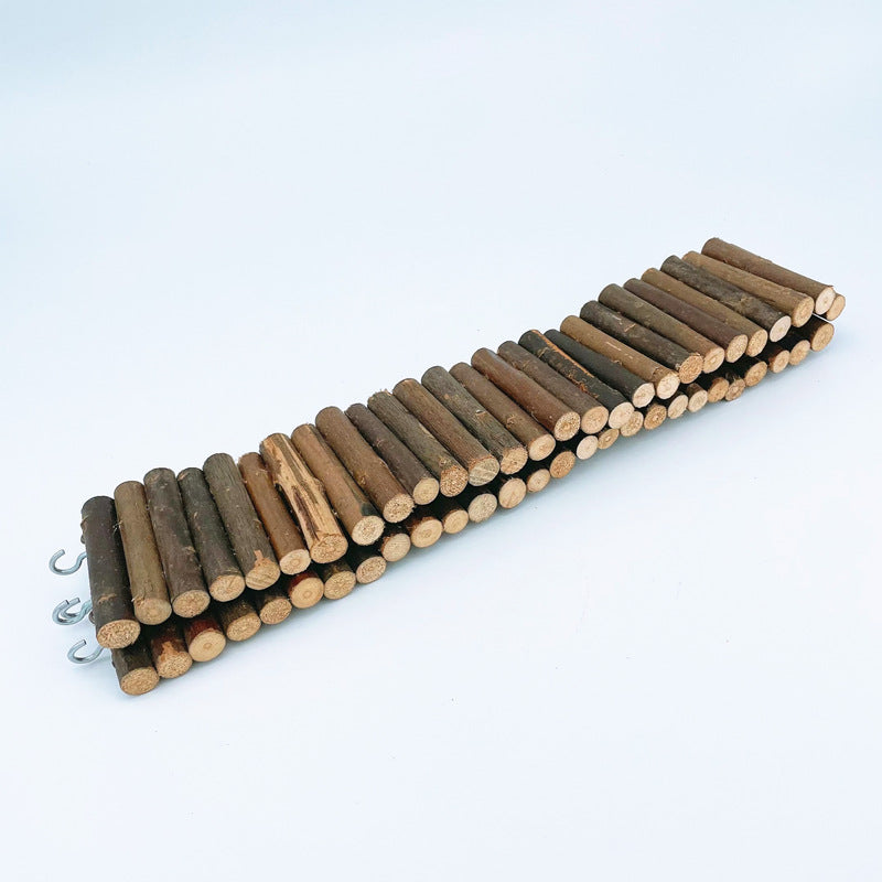 Natural Wood Hamster Ladder Bridge, Flexible Small Pet Fence Toy
