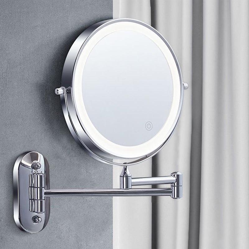 Wall Mount Makeup Mirror Double Sided 10X Magnifying LED Extendable