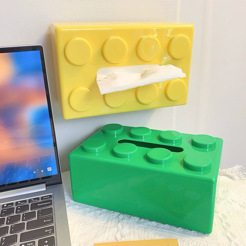 Building Block Tissue Box, Wall-Mount Retro Napkin Holder