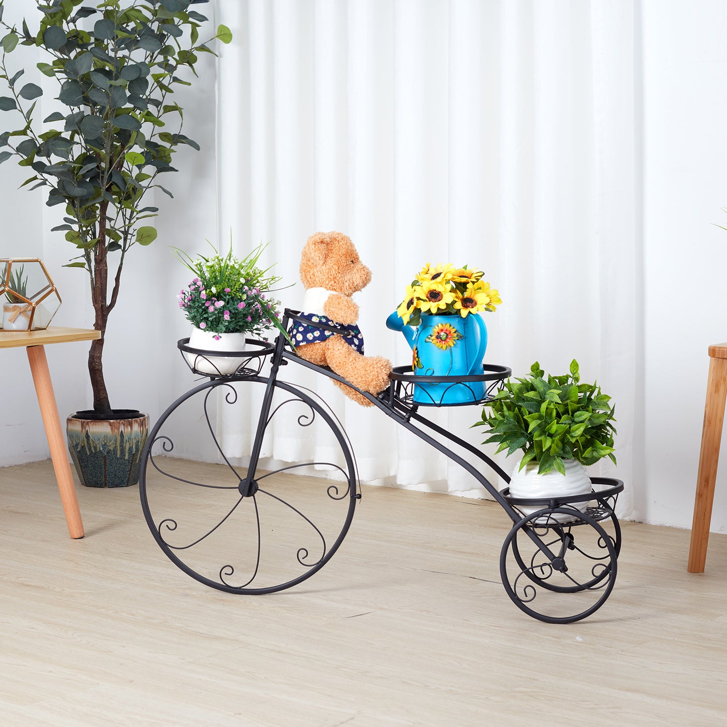 3-Tier Bicycle Plant Stand Metal Flower Pot Holder for Garden