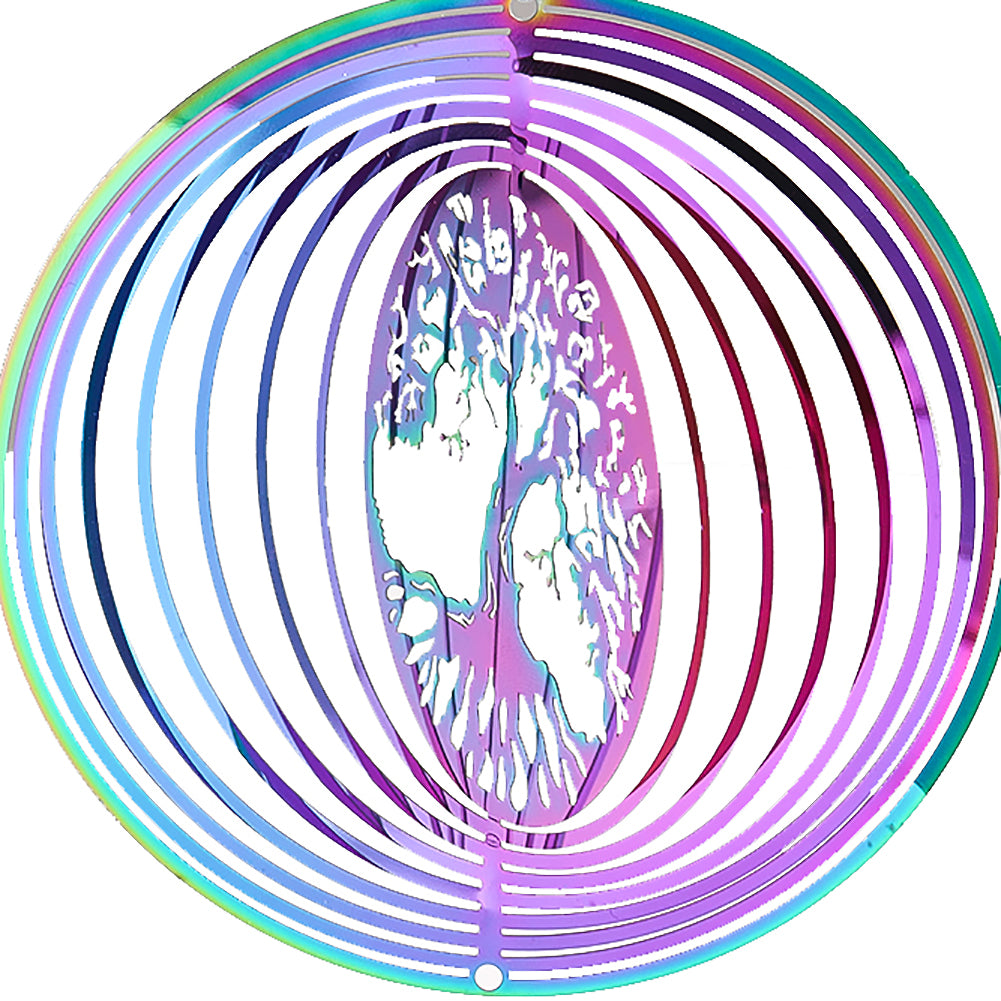 Gradient Wind Spinner with Crystal Spiral Tail and Gazing Ball