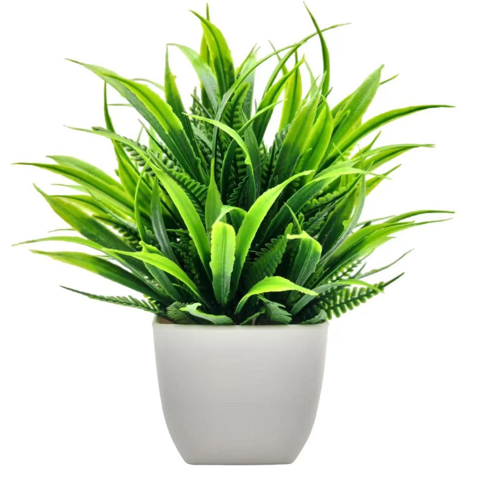 Mini Artificial Potted Plant - Faux Greenery in White Pot Decor
