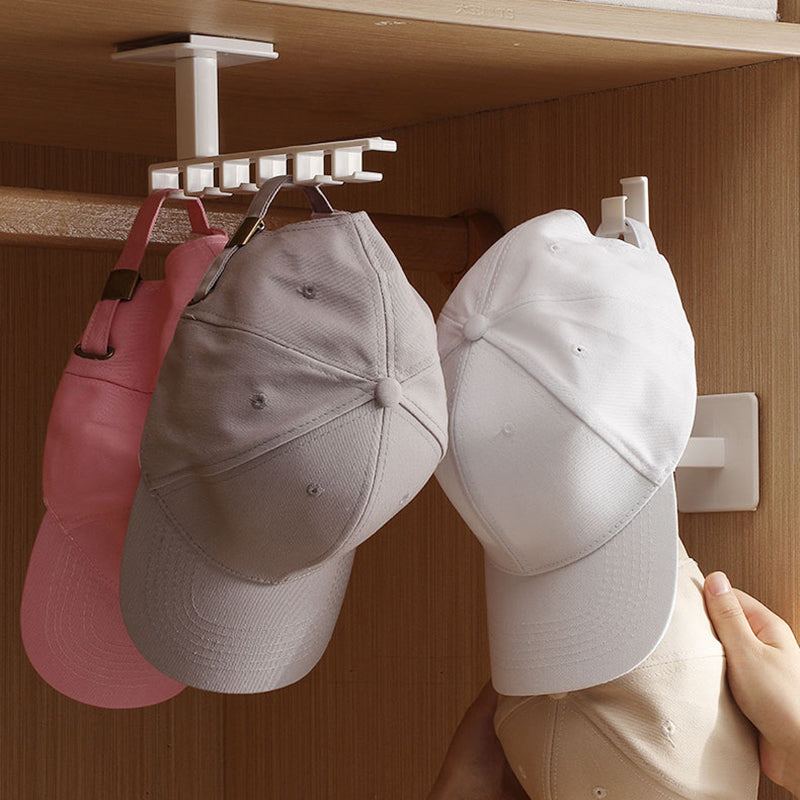 Hat Rack Organizer 6-Hook Baseball Cap Holder Wall & Door Mount