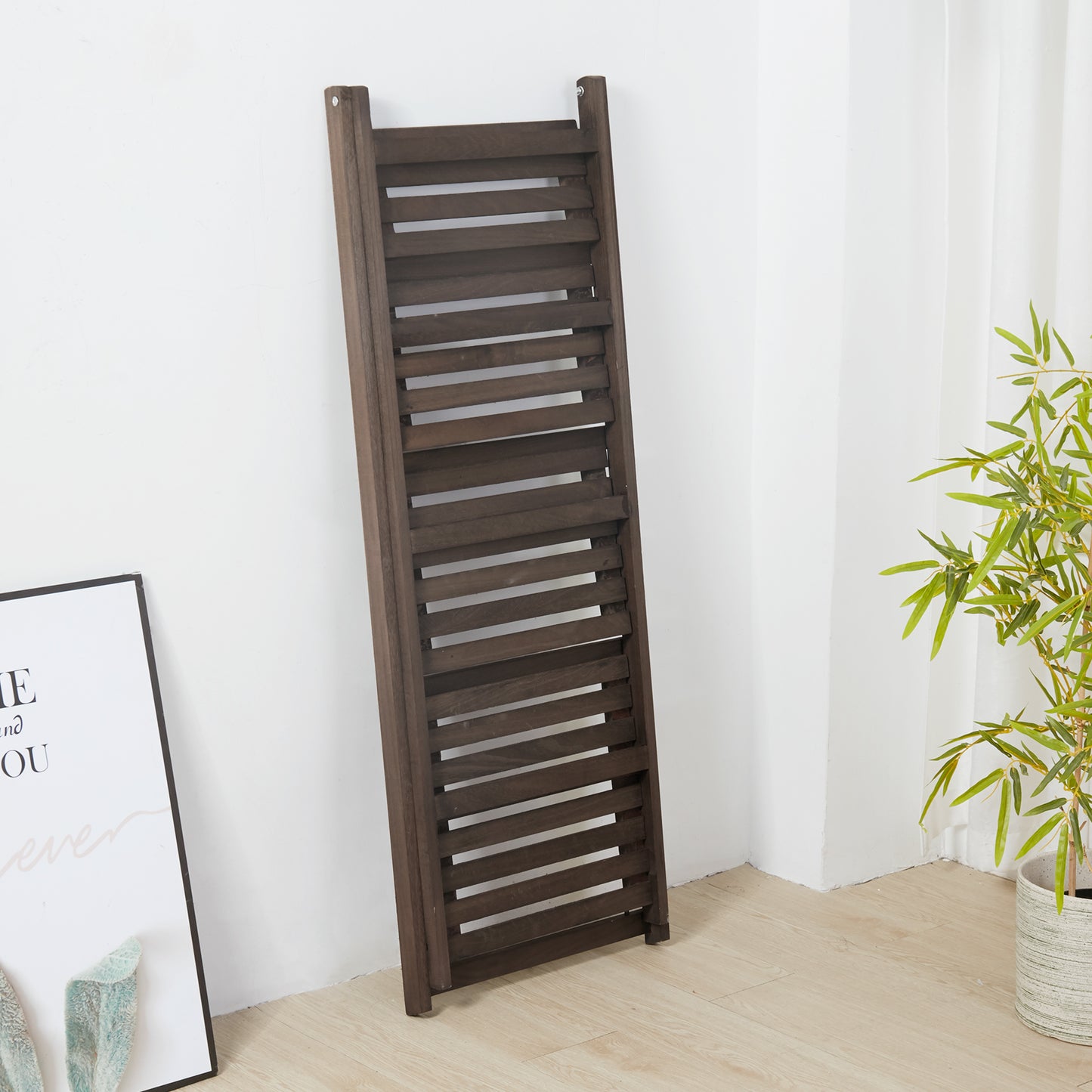 Folding 4-Tier Ladder Plant Stand, Wooden Shelf for Indoor & Patio