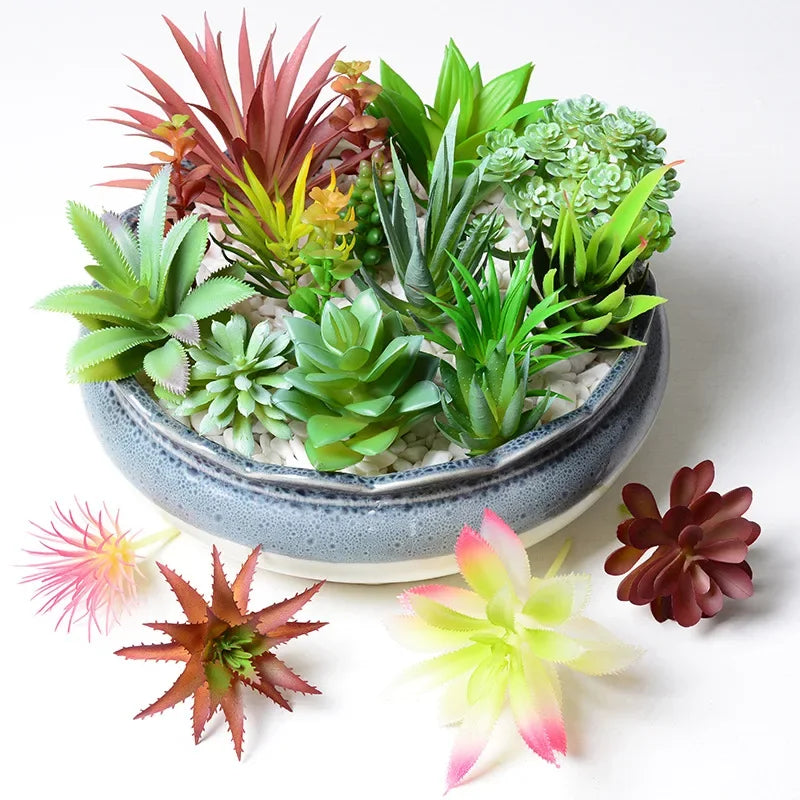 12-Piece Faux Succulent Plants, Realistic Green Garden Picks