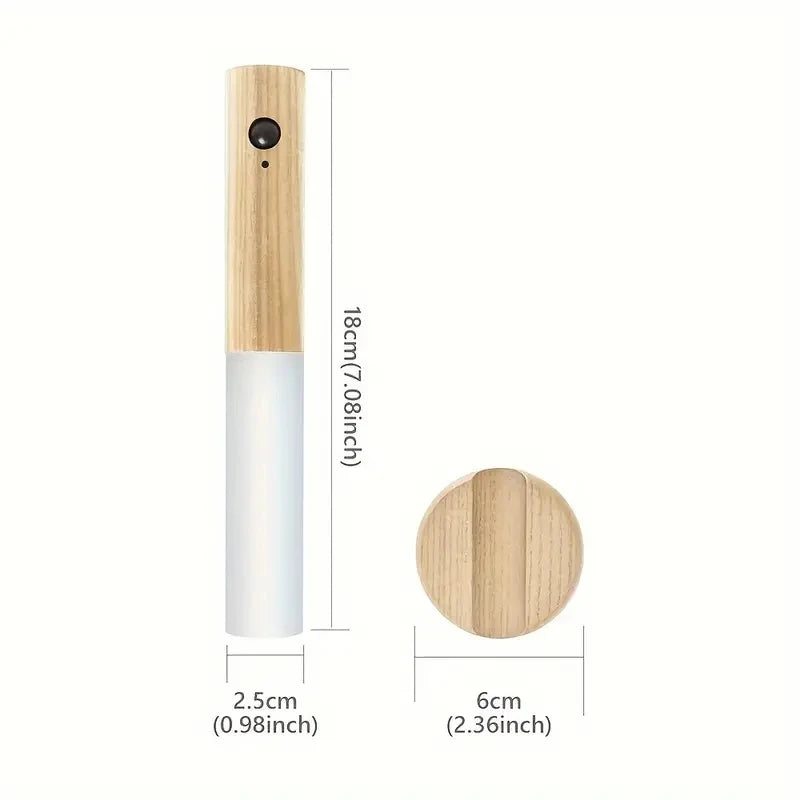 Motion Sensor Night Light, Rechargeable Wooden LED Wall Light Magnetic