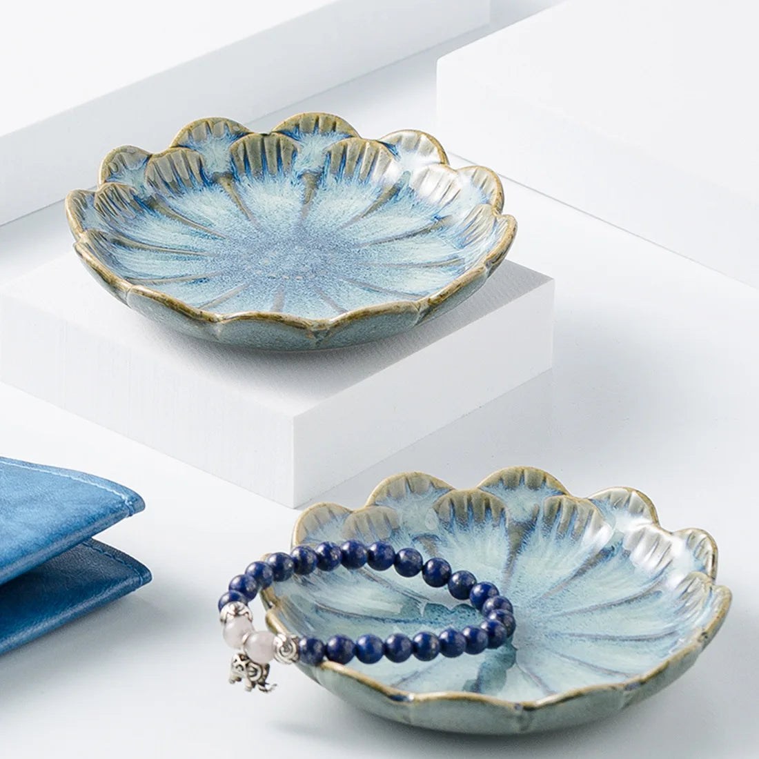 Ceramic Flower Trinket Dish - Petal Jewelry & Ring Tray Organizer