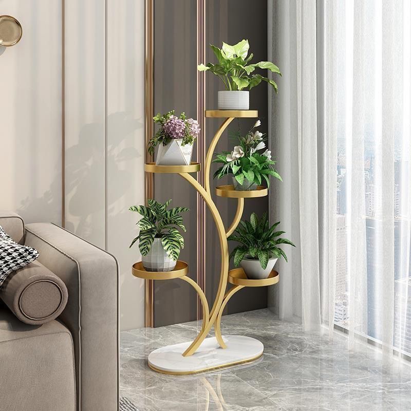 Gold Tree-Shaped Plant Stand Multi-Tier Flower Shelf Rack