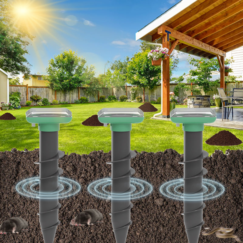 Solar Ultrasonic Mole Repeller Stakes, Outdoor Yard Animal Deterrent