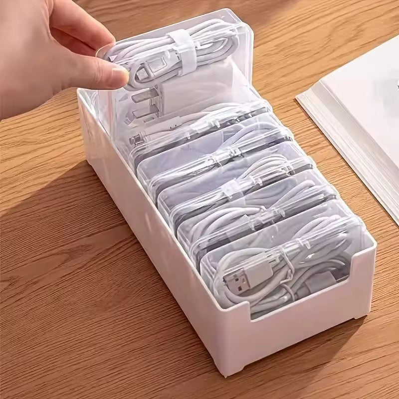 Cable Storage Box with Mini Cases, Durable Plastic Organizer