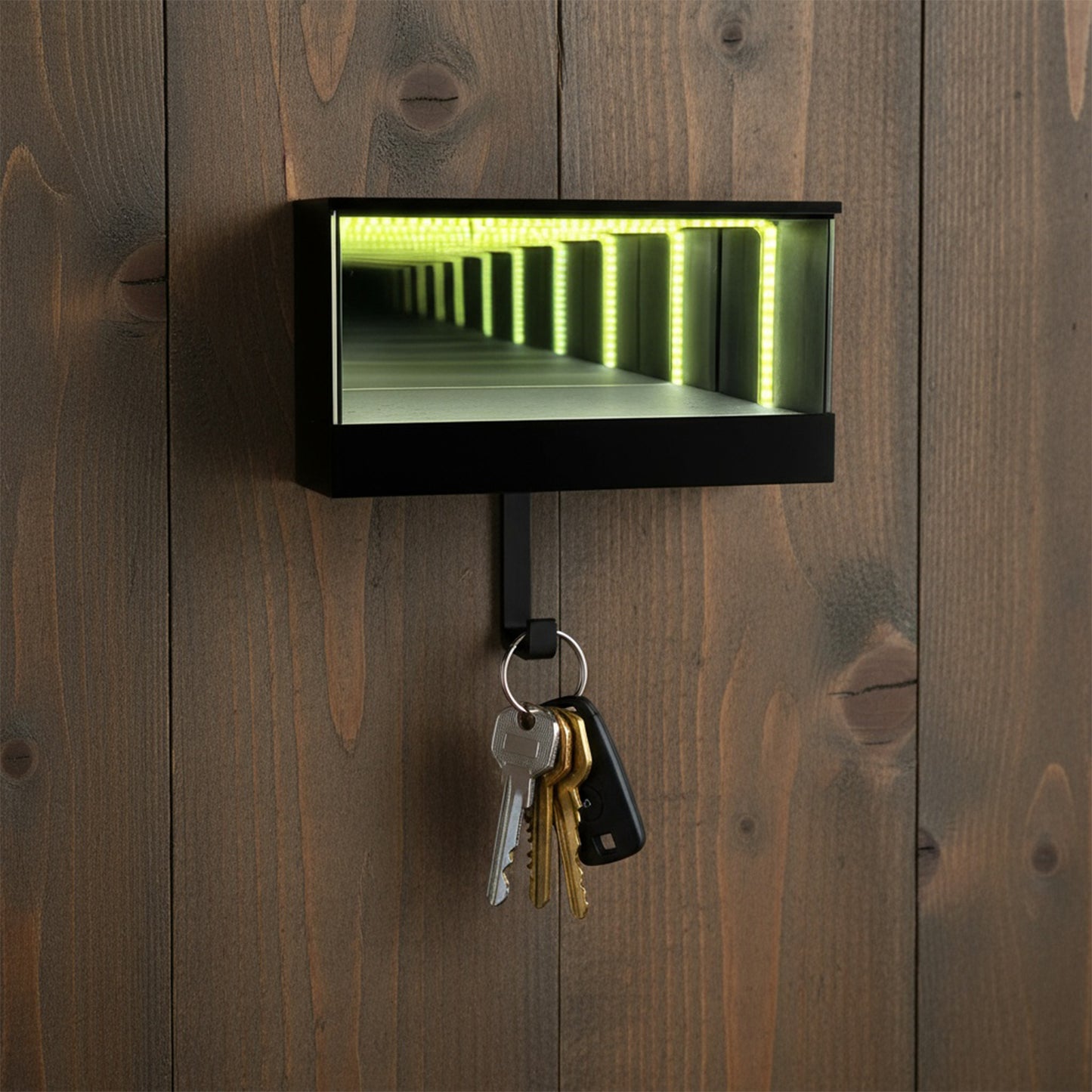 Infinity Mirror LED Garage Key Holder Wall Mount Display
