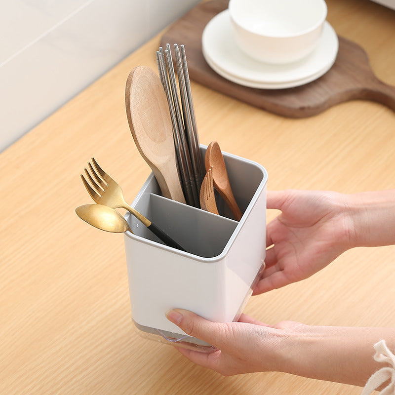 Cutlery Drain Holder With Drip Tray & Removable Chopstick Cage