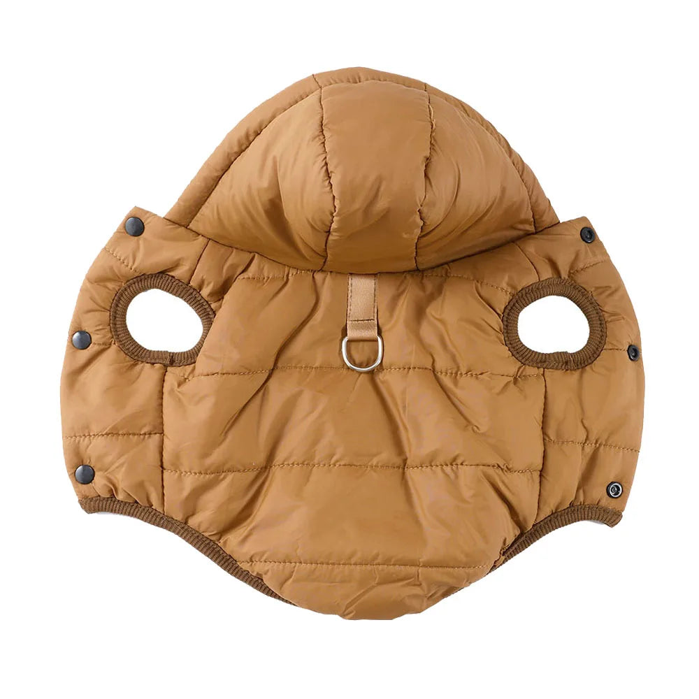 Warm Fleece Dog Coat with Hood - Waterproof Winter Puppy Jacket