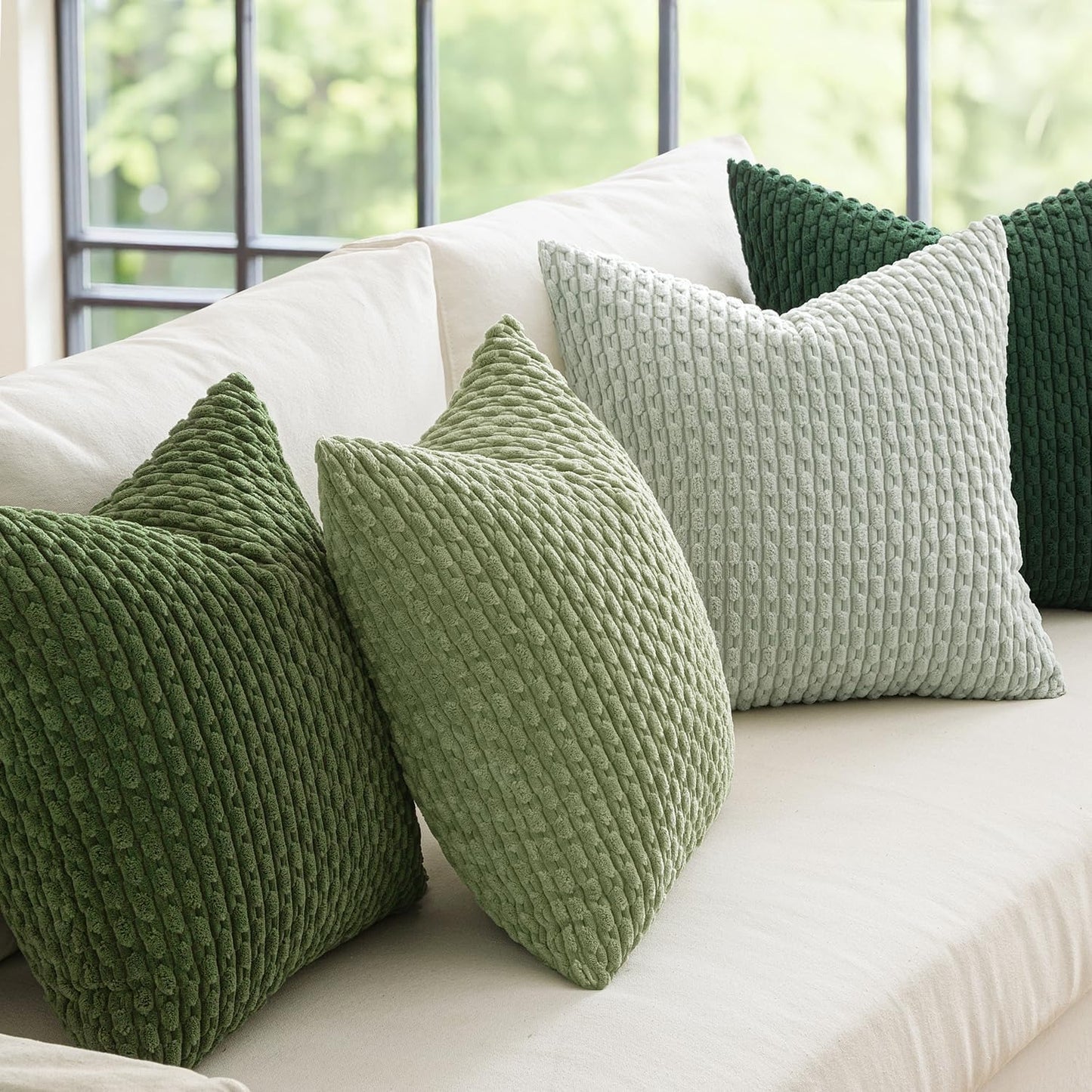 Corduroy Throw Pillow Covers — Soft Textured Boho Cushion Decor