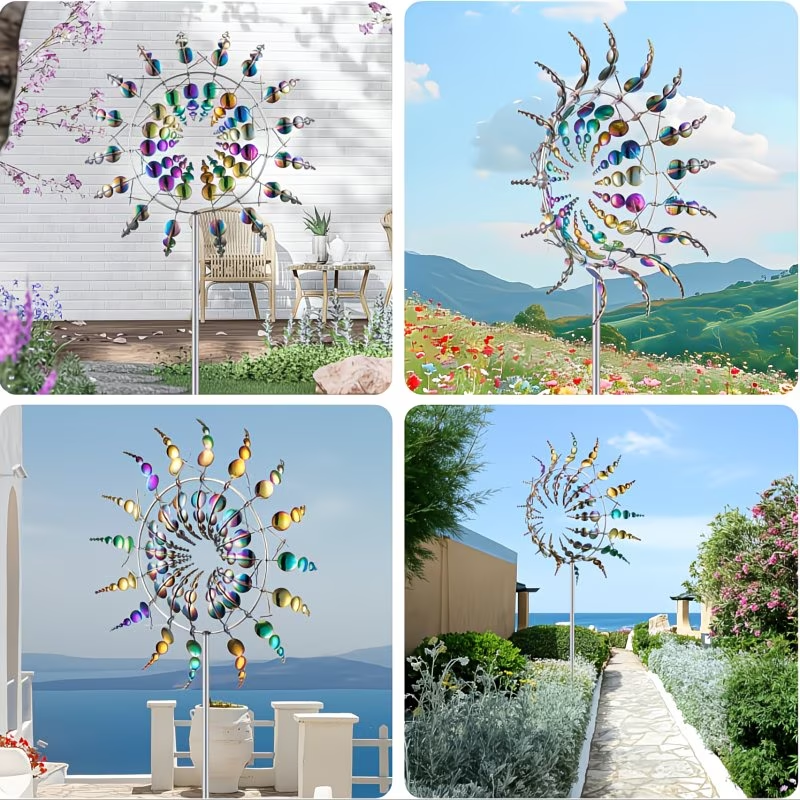 Metal Wind Spinner Kinetic Garden Windmill Yard Lawn Decor Stake