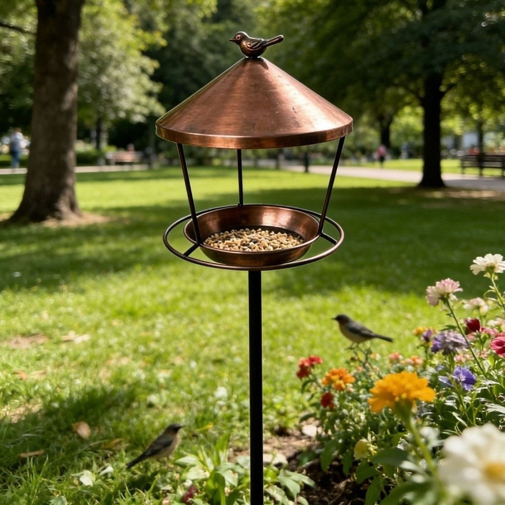 Standing Pole Bird Feeder Outdoor Garden Yard Stake Weatherproof