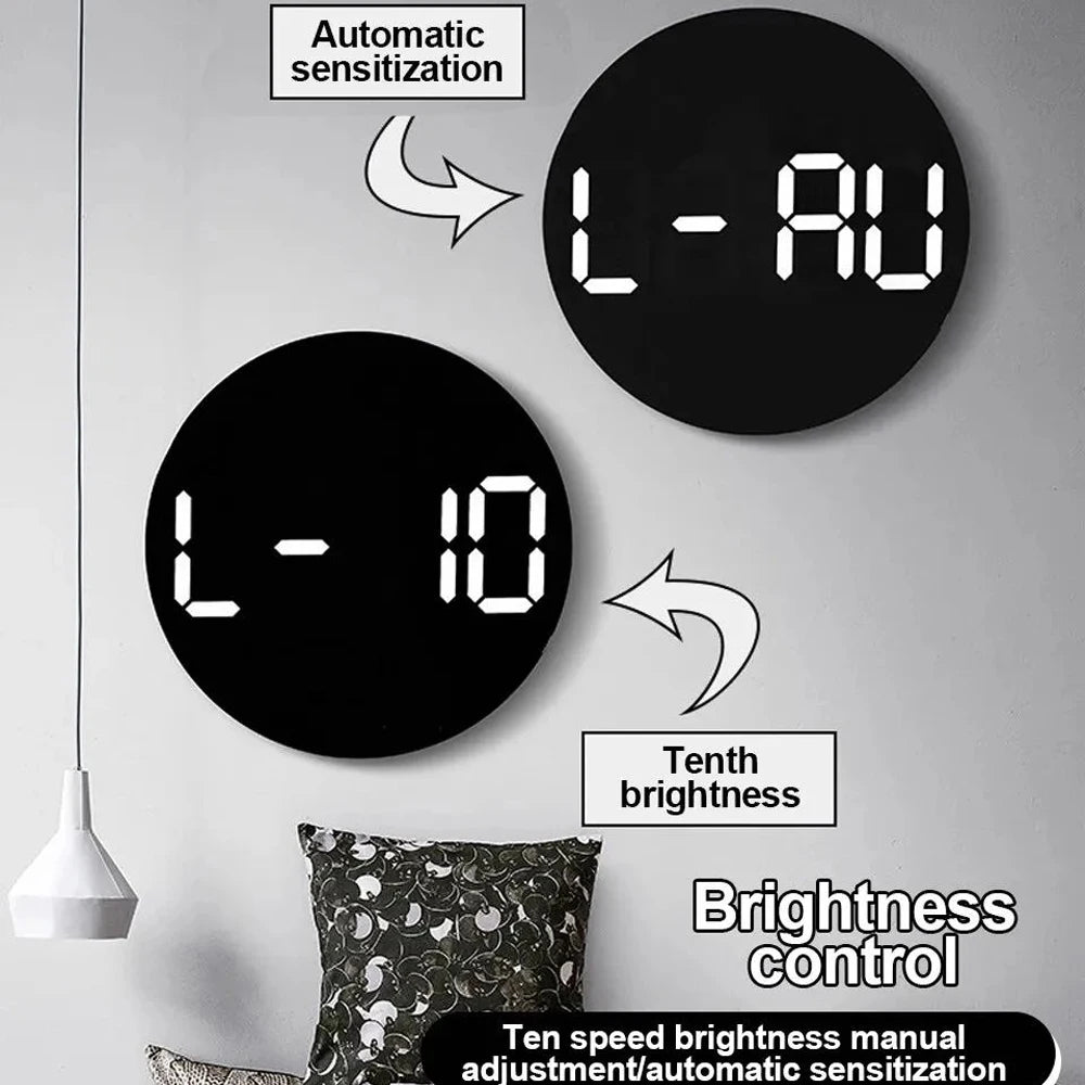 Digital LED Wall Clock with Dual Alarms and Temperature