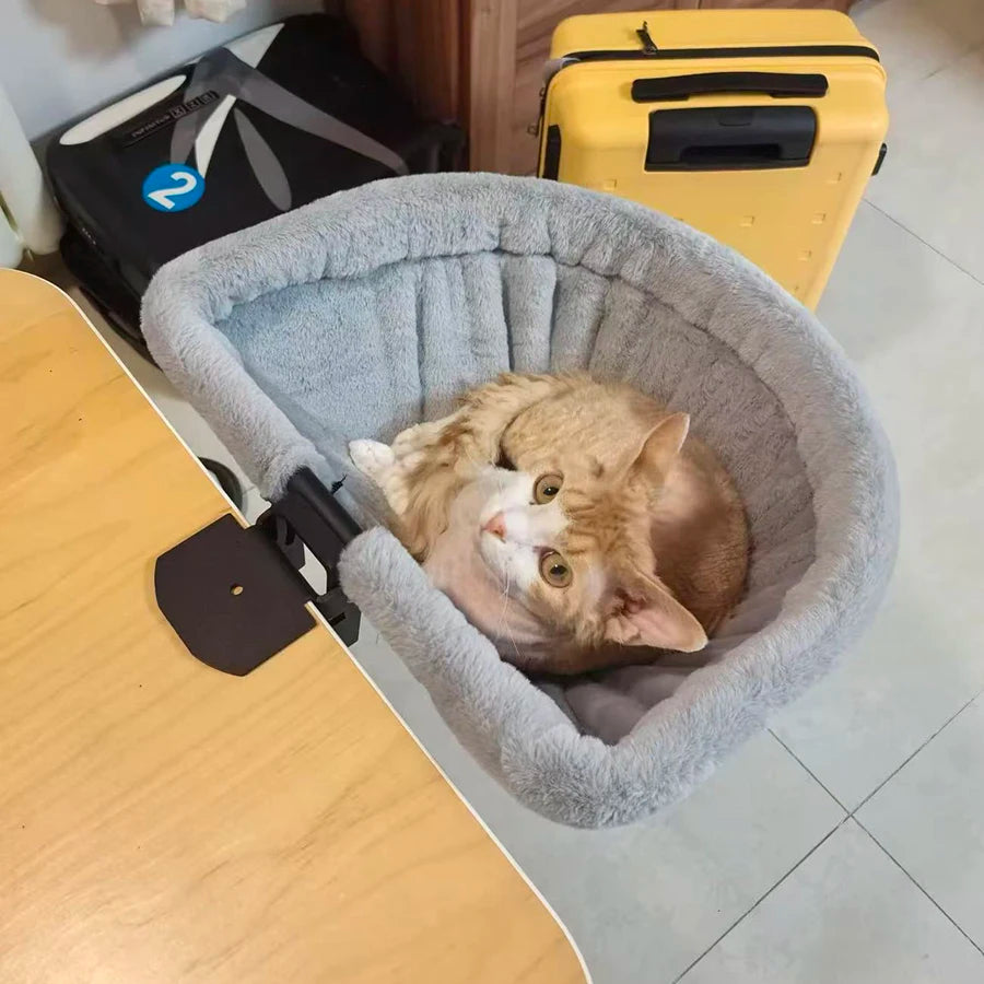 Foldable Clip-On Cat Bed for Desk, Space-Saving Pet Perch