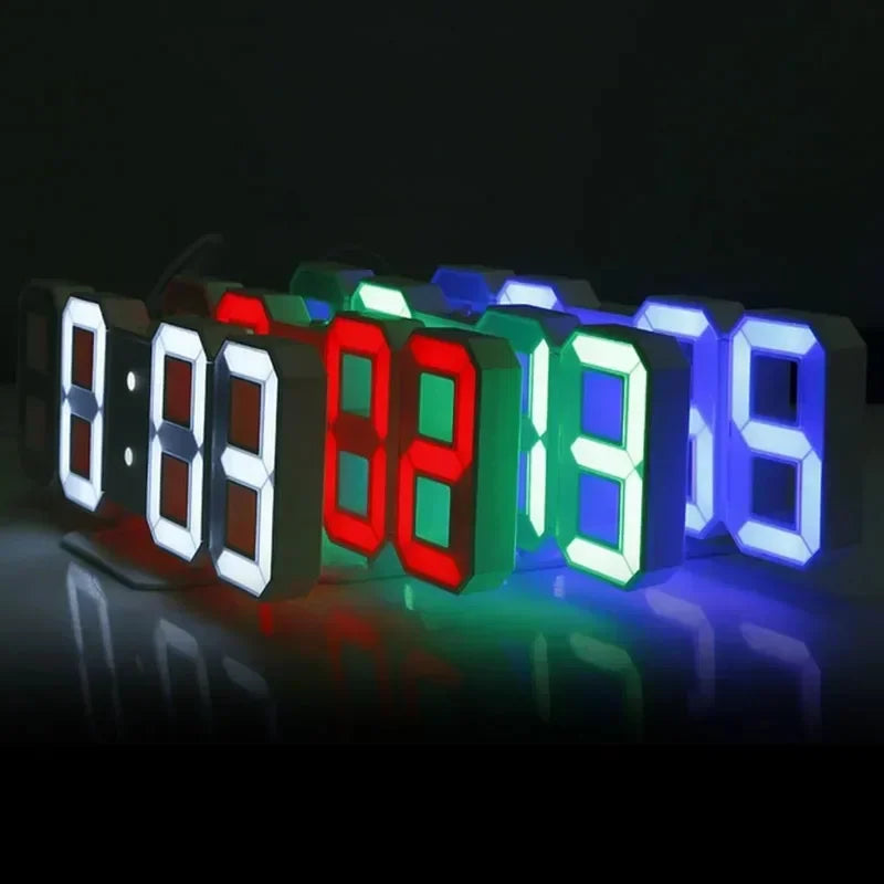 3D LED Digital Wall Clock with Night Mode, Modern Decor