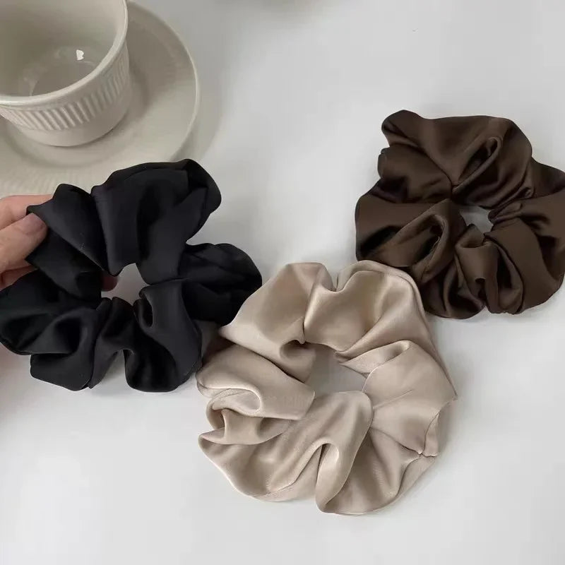 Silky Satin Scrunchies for Women — Soft Elastic Hair Ties for Ponytails & Buns