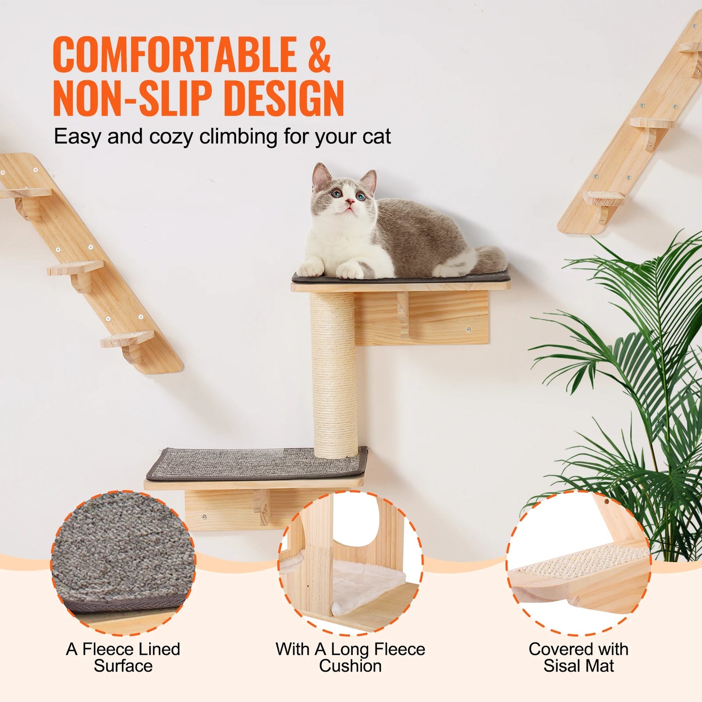 Wall-Mounted Cat Shelves and Perches With Cozy Hideaway