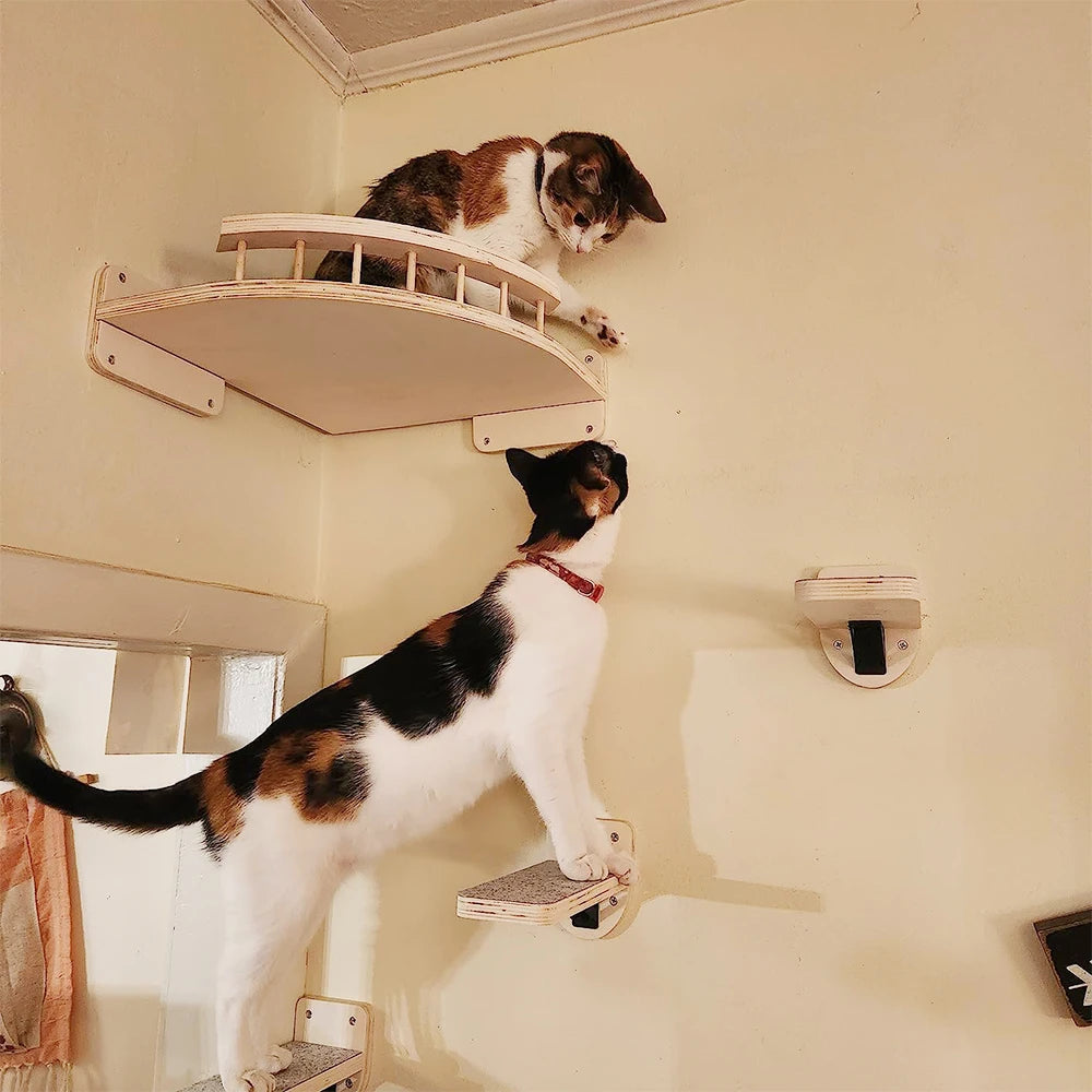 Wall-Mounted Cat Climbing Shelf 4-Step Stairway With Sisal