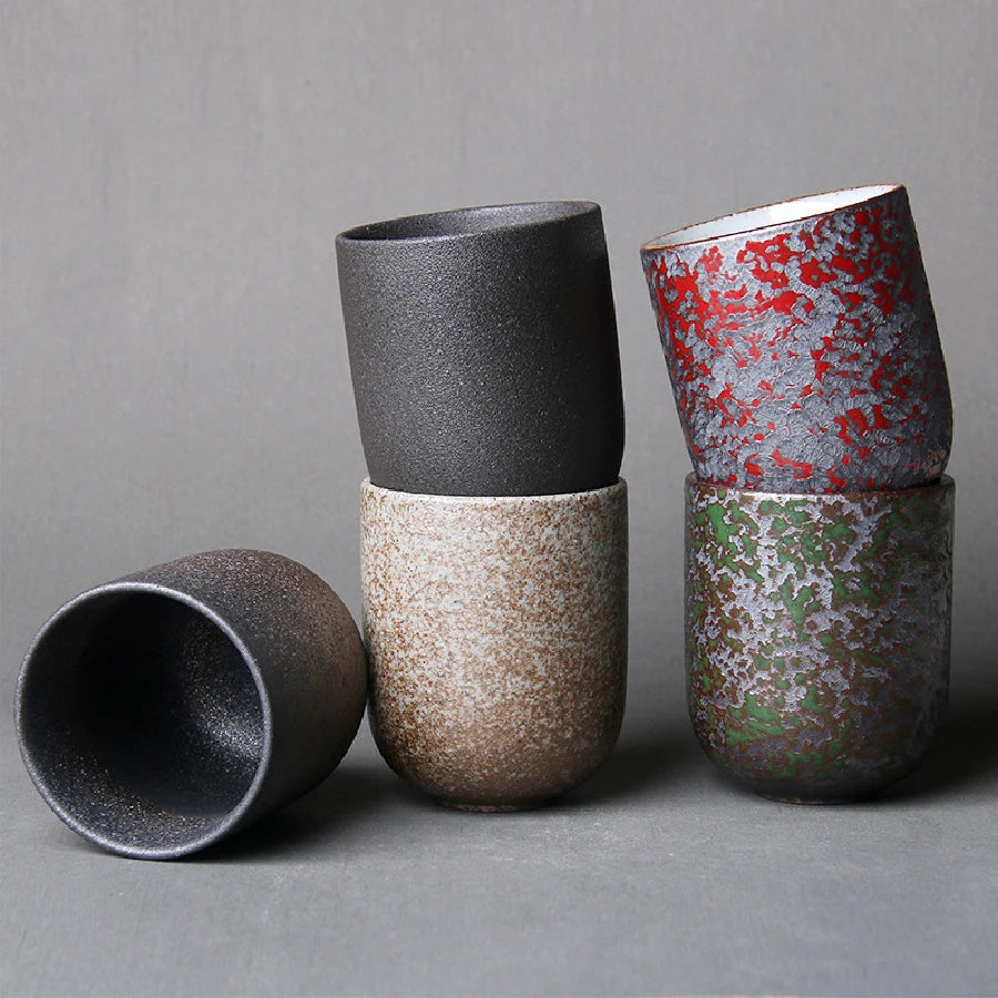 Japanese Ceramic Tea Cups, Stoneware Glazed Mug Set 130ml