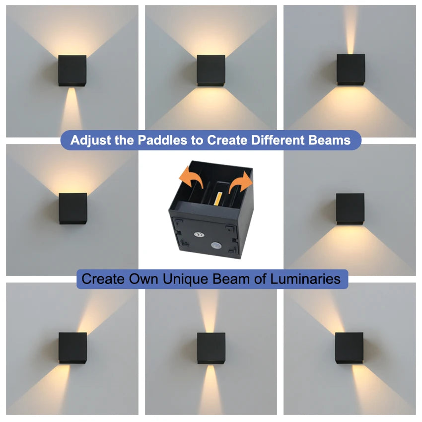 LED Cube Wall Sconce, Up and Down Light for Indoor and Outdoor