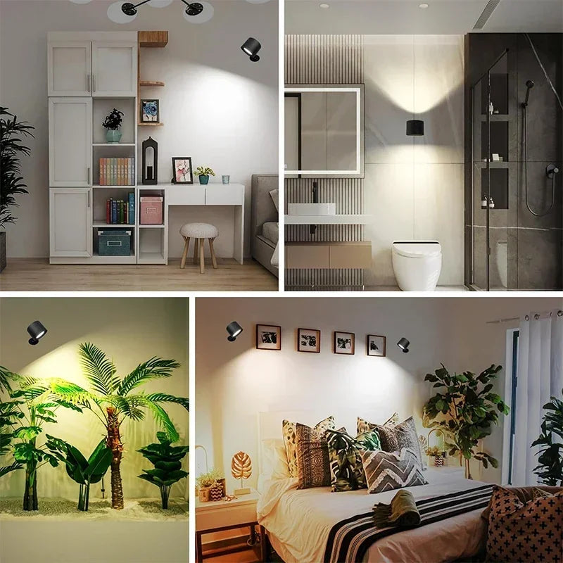 Cordless LED Wall Sconce Touch Dimmable 360 Rotatable with Remote