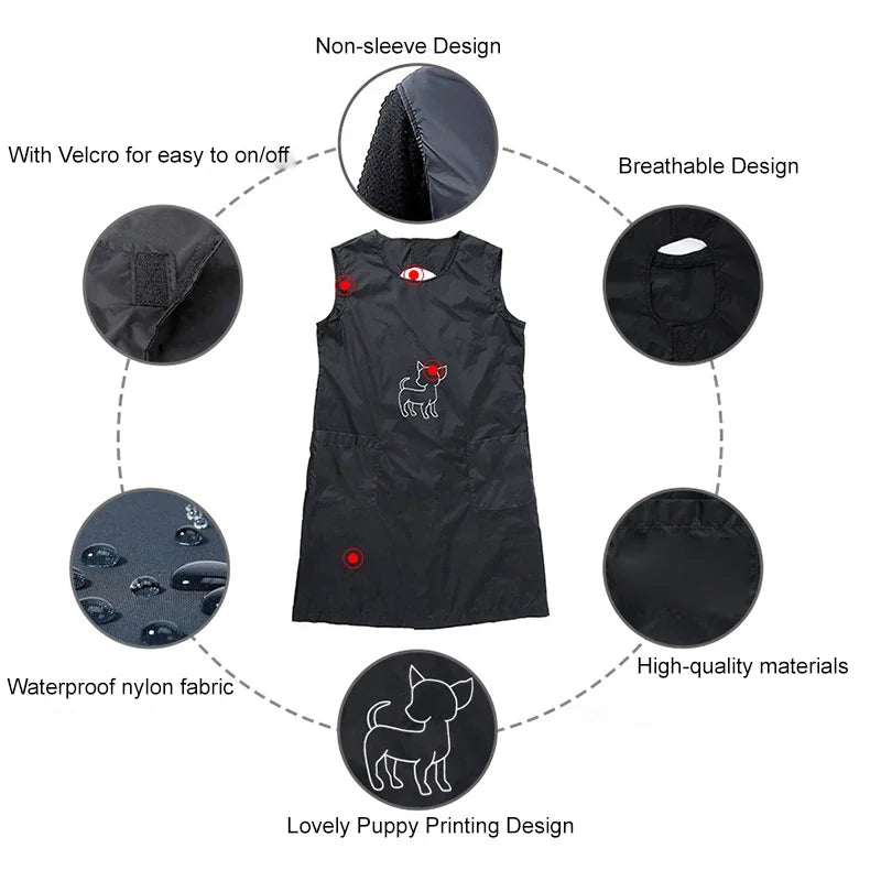 Waterproof Pet Grooming Apron with Tool Pockets