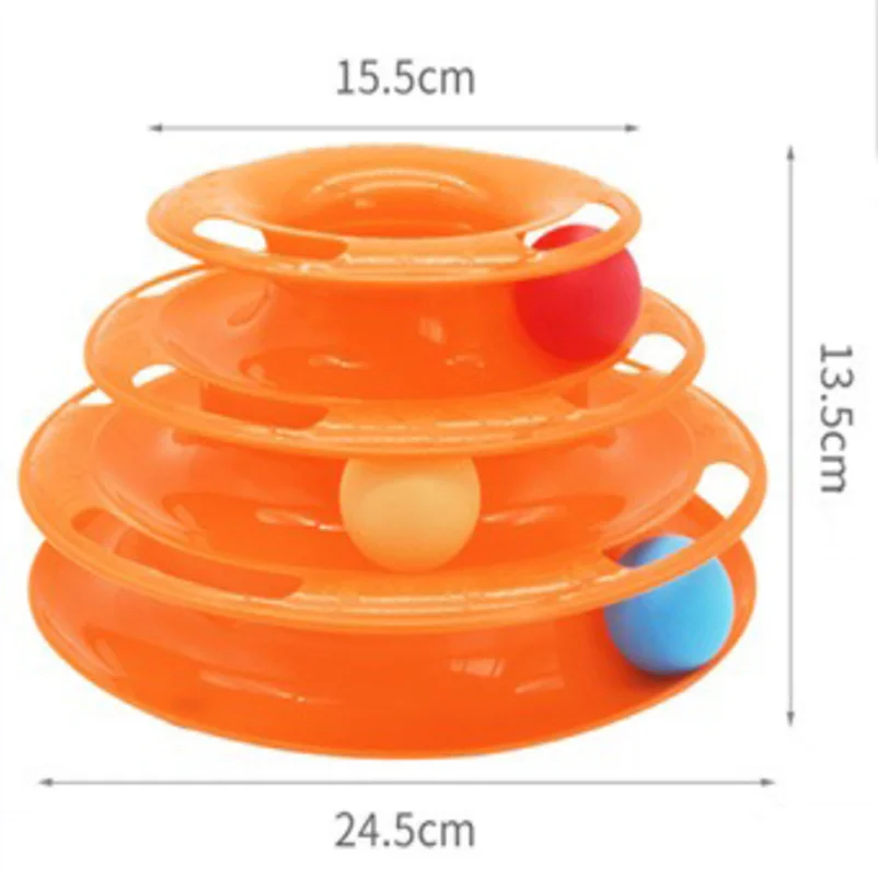 3-Layer Spinning Ball Track Tower for Cats