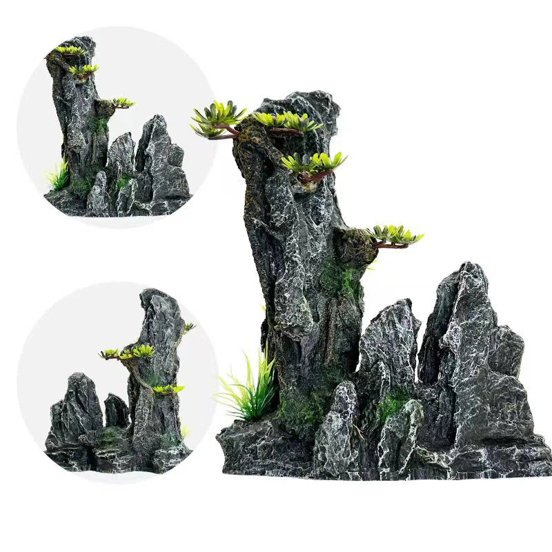 Resin Mountain Rock Aquarium Ornament, Aquascape Centerpiece