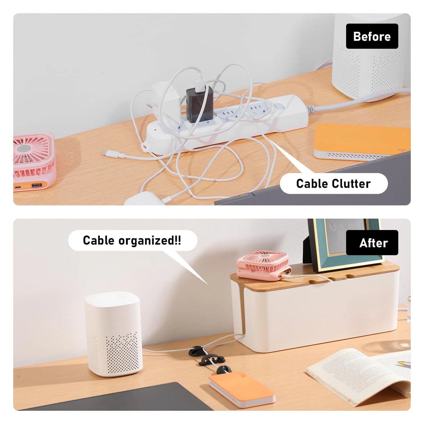 Cable Management Box, Cord Organizer for Power Strips and Surge Protectors