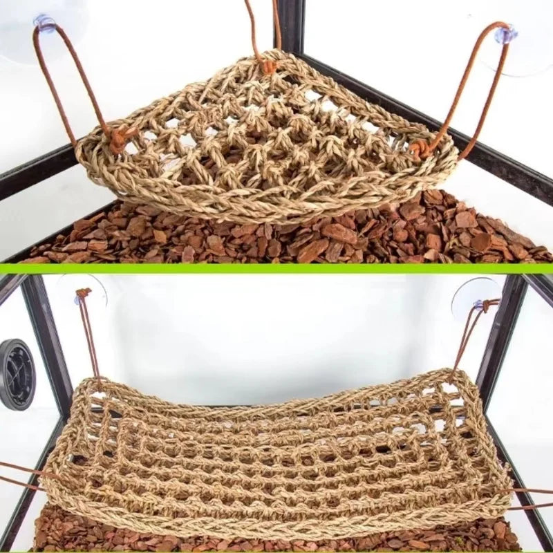Natural Seagrass Reptile Hammock, Lizard Lounger Ledge