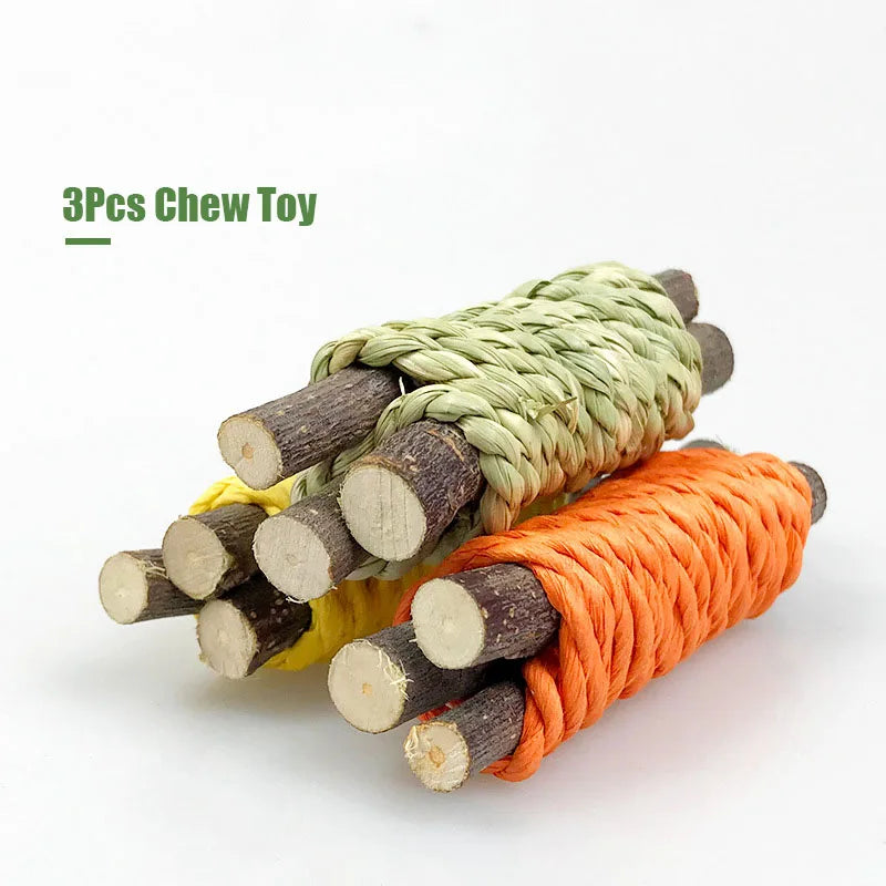 Natural Chew & Forage Toy Set for Rabbits and Small Pets