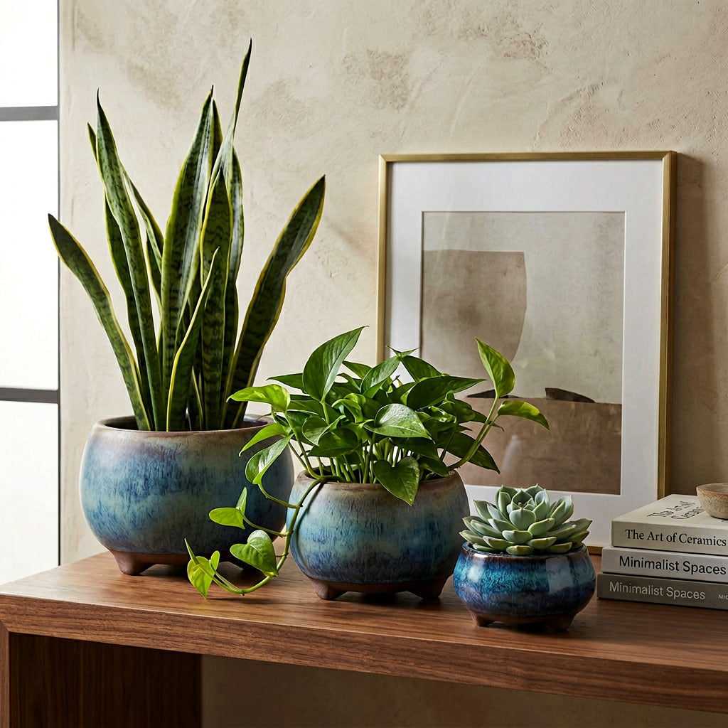 Ceramic Planter Pot Set of 3 lifestyle