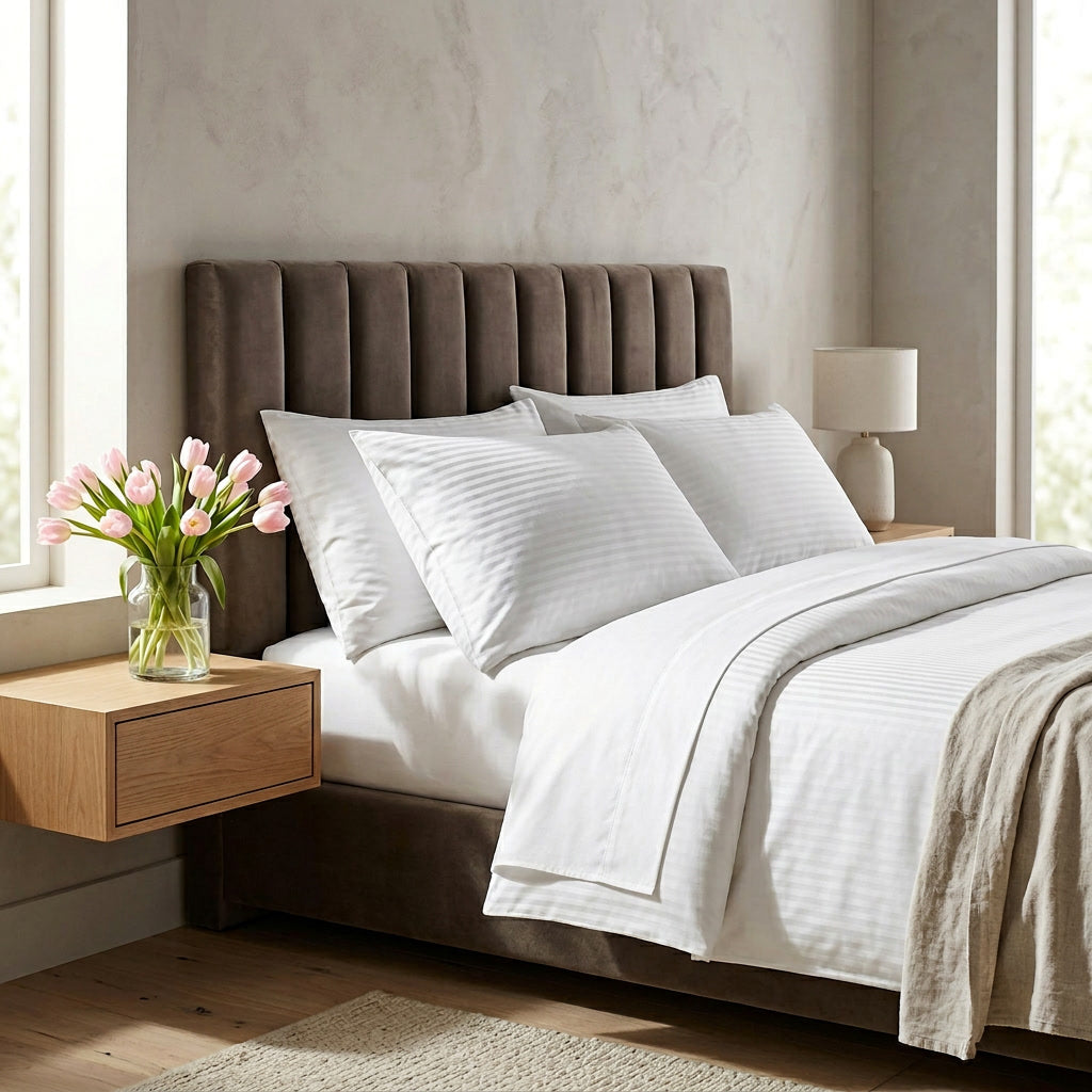 Hotel Stripe Bed Pillows Set of 2 lifestyle
