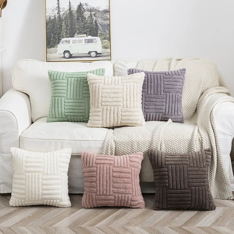 Boho Tufted Throw Pillow Cover — Textured Decorative Cushion