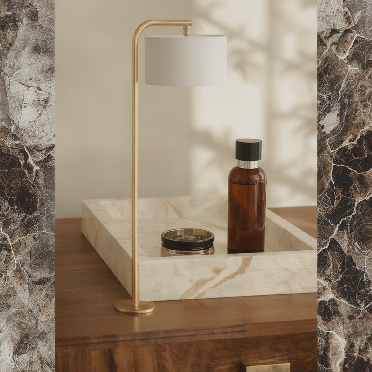 Travertine Vanity Tray, Minimalist Catchall