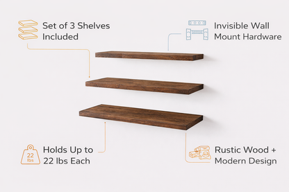 Floating Wall Shelves, Set of 3
