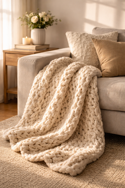 Chunky Knit Throw Blanket