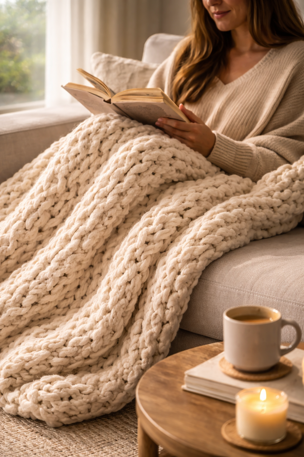 Chunky Knit Throw Blanket