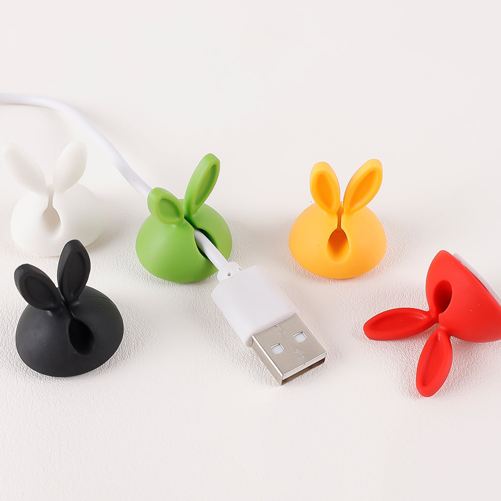 10-Pc Cute Rabbit Cable Clips, Adhesive Cord Organizer Holders