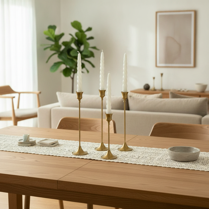 Brass Taper Candlestick Holder Set of 3 Modern Dining Table Mantel