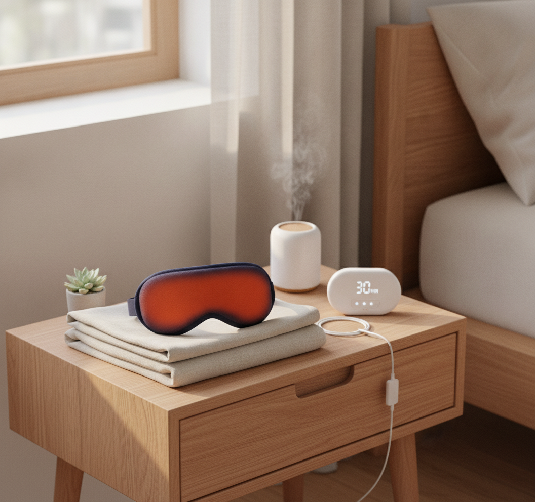 Heated Eye Mask — Warm Compress Sleep Mask, 3 Heat Levels, USB, Timer