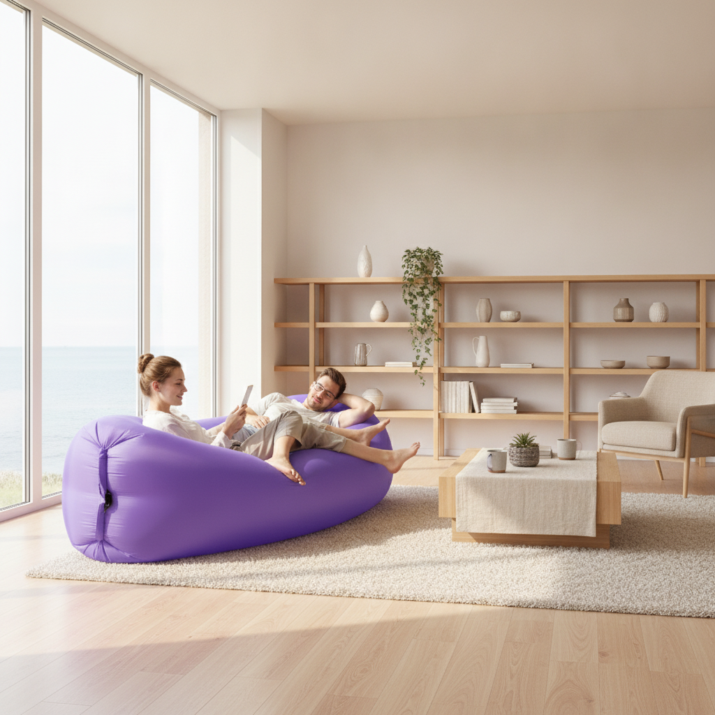 Inflatable Lounger Air Sofa — No-Pump Blow-Up Couch, Beach & Camping