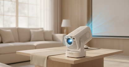 Outdoor Movie Projector 1080p Portable, Built-In Speakers & Screen