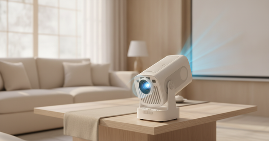 Outdoor Movie Projector 1080p Portable, Built-In Speakers & Screen